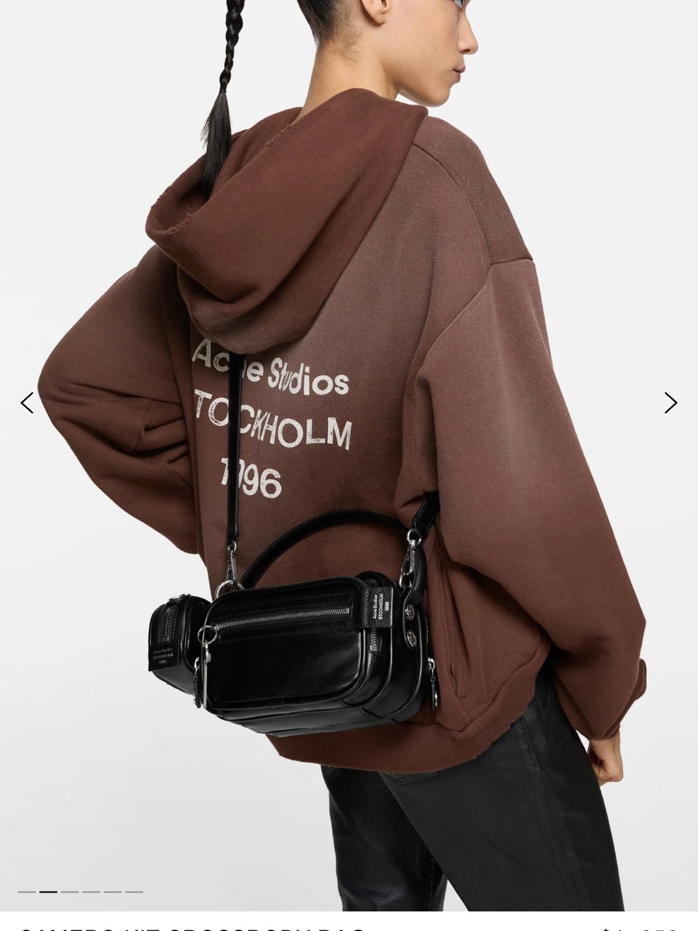 Acne Black Leather Double-Zip Crossbody Bag